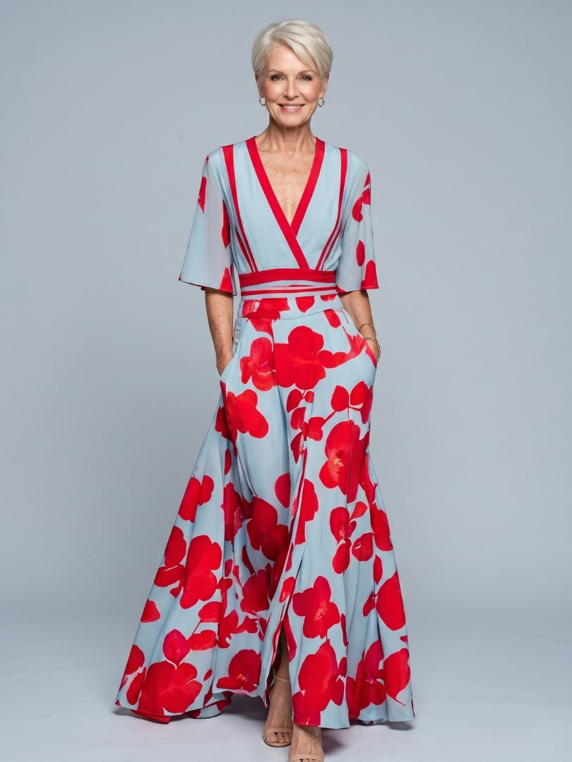 Michelle™ - Elegant Floral Wrap Dress