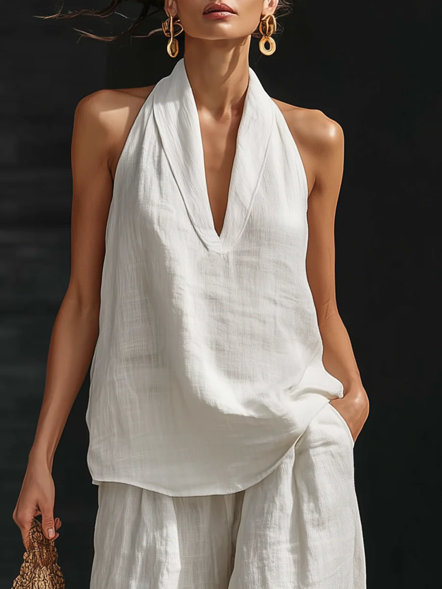 Zoë™ | Sleeveless Set with Wide Leg Trousers