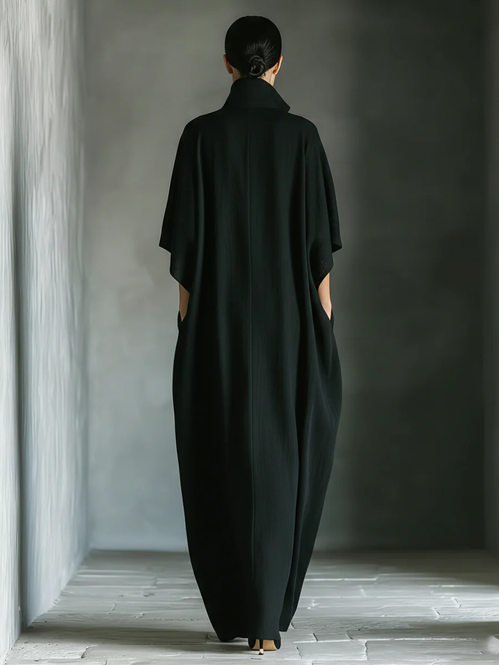 Alessandra | Oversized Black Maxi Dress with Kimono Sleeves