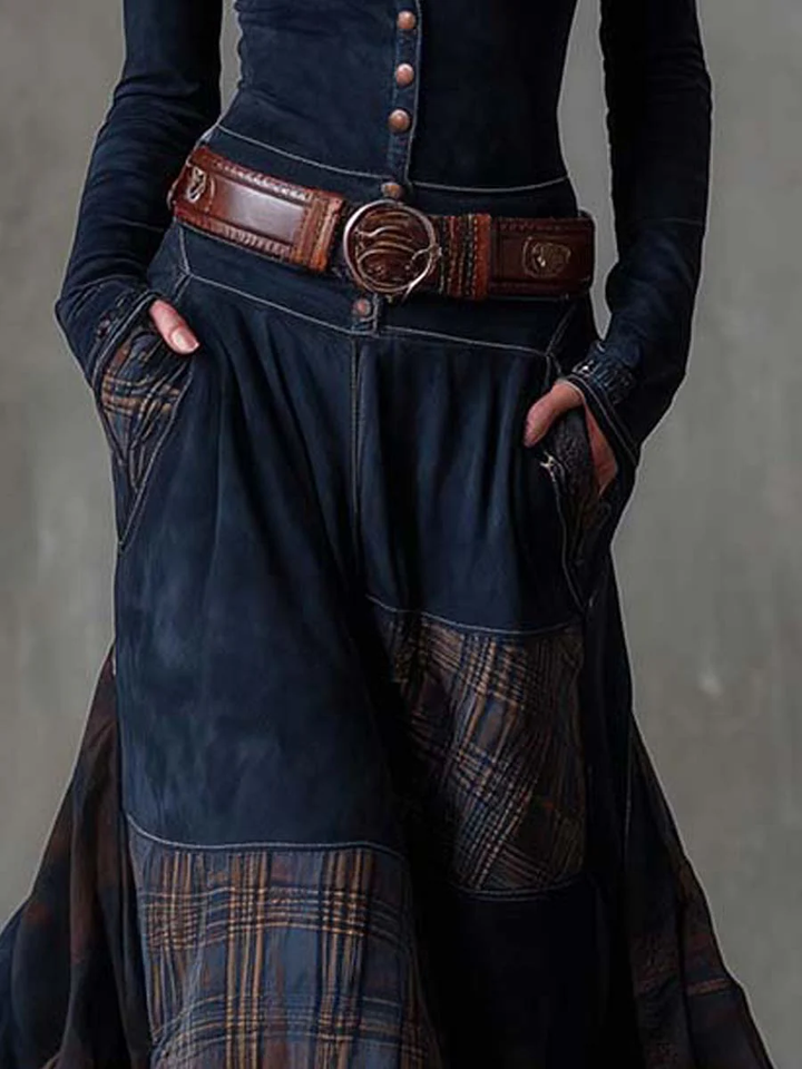 Elisa | Maxi Dress in Suede with Belt