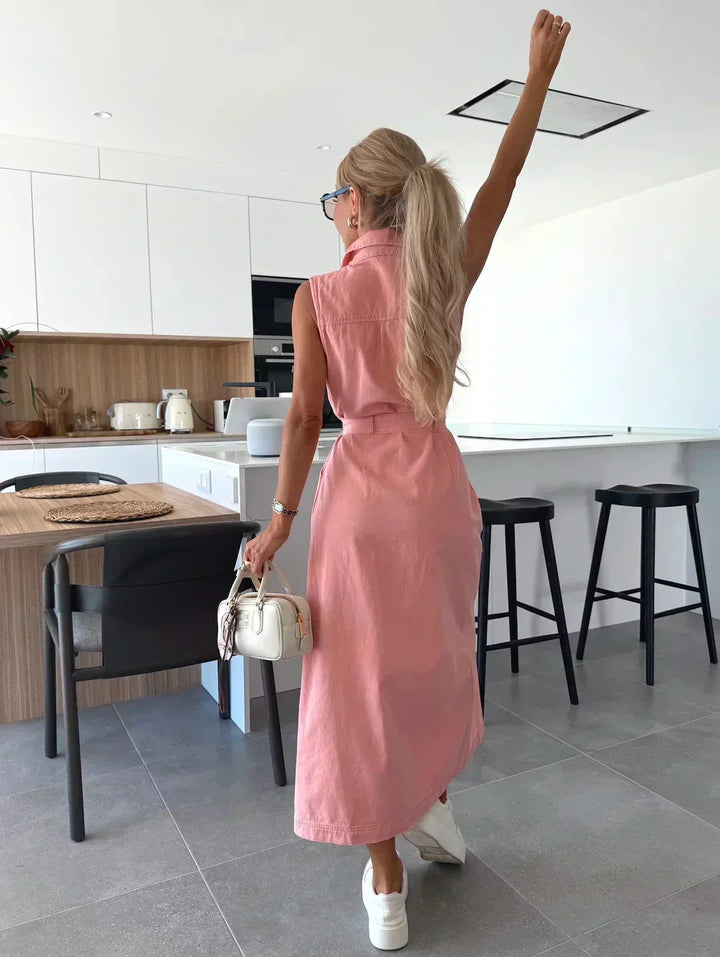 Hanna | Sleeveless Long Denim Dress