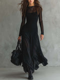 Elena | Black maxi dress with transparent sleeves