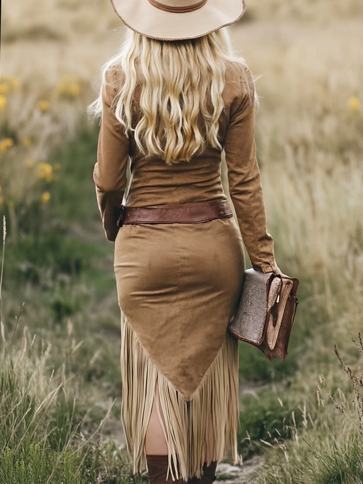 Valencia | Suede Dress with Fringes