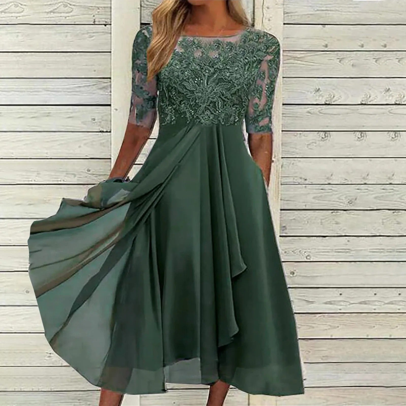 Puck™ | Elegant Lace Midi Dress