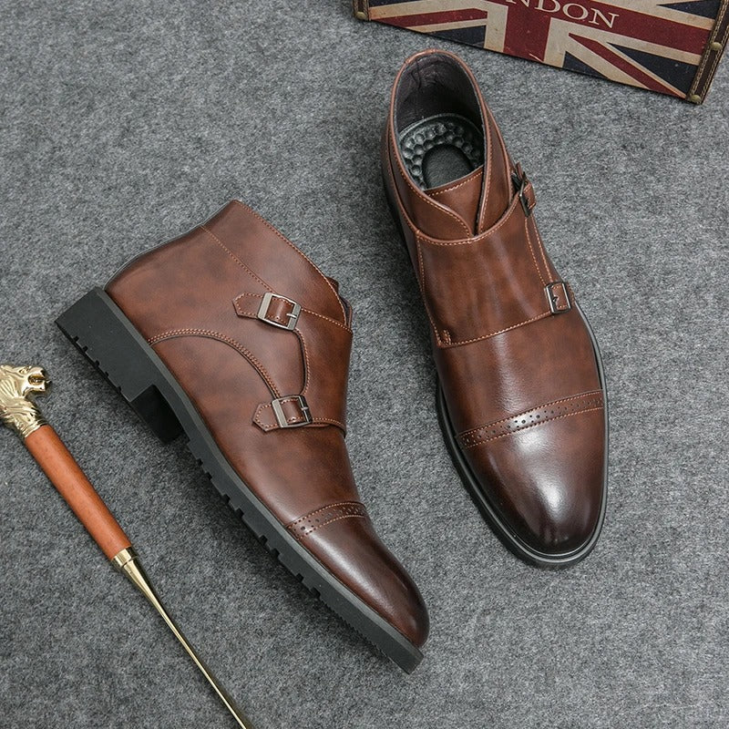 Parker | Faux Leather Double Monk Strap Boots
