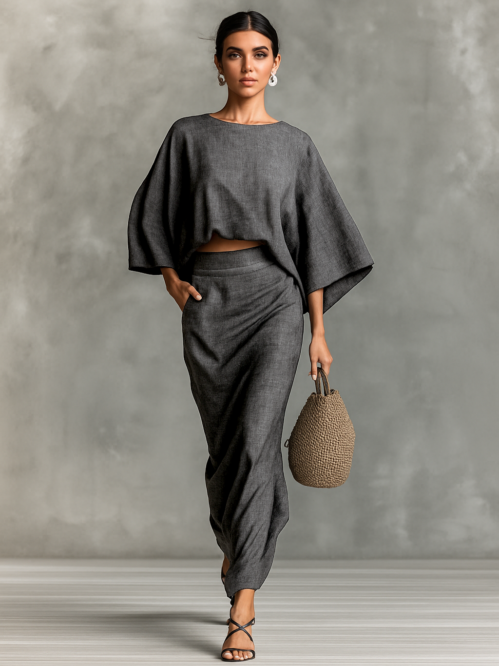 Selene | Soft Batwing Top and Maxi Skirt Two-Piece Set