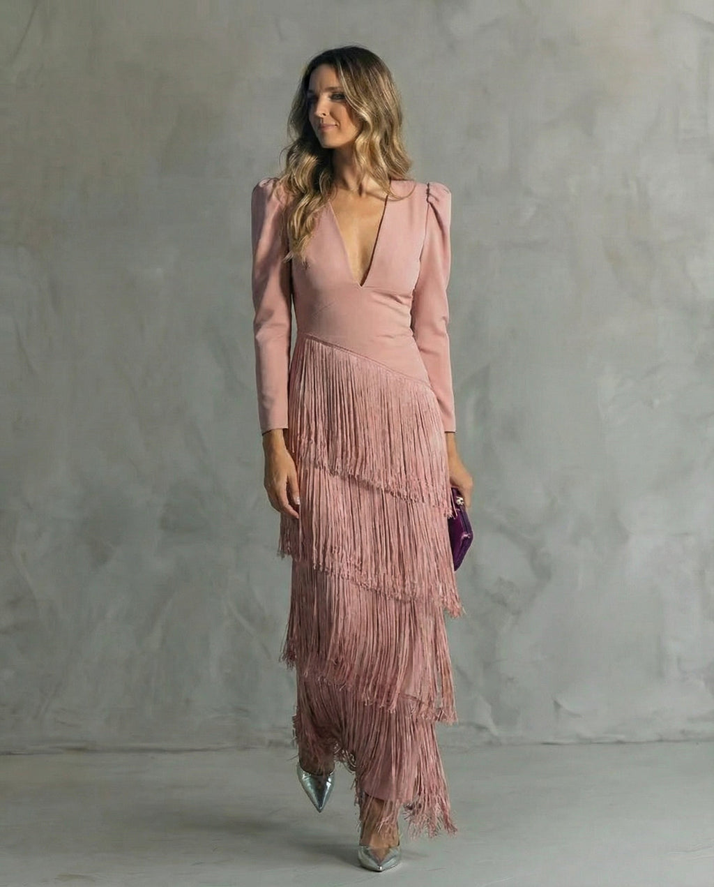 Louise | Elegant dress with fringe sleeves