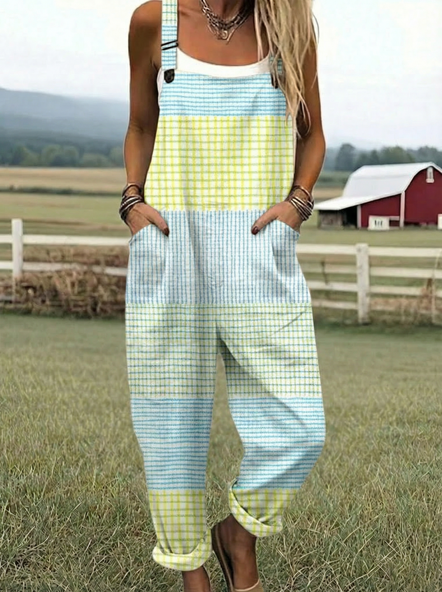 Peyton | Pastel Checkered Jumpsuit