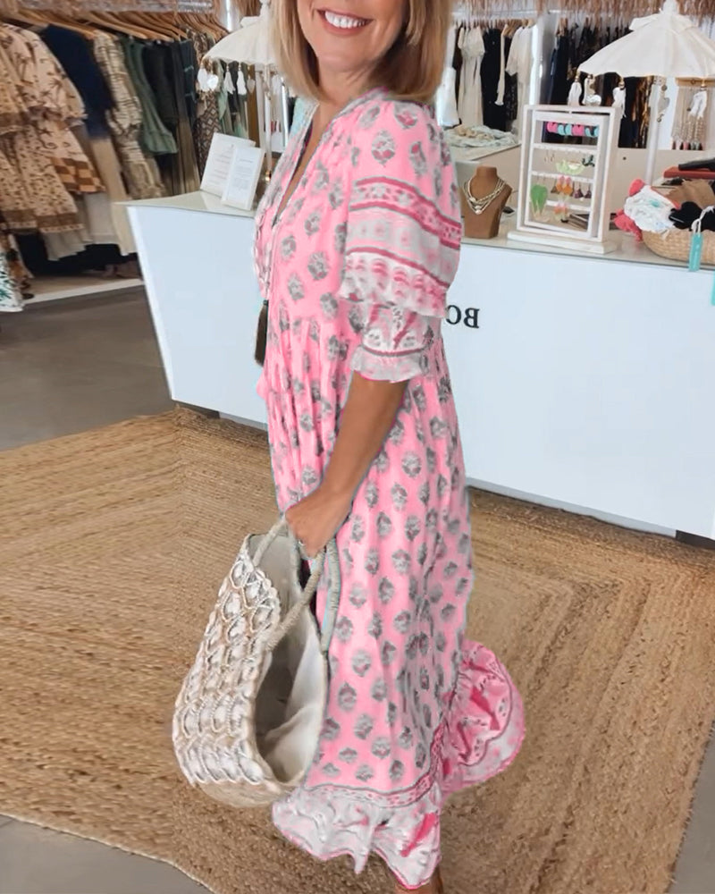 Peyton – Long Lantern Sleeve Bohemian Dress
