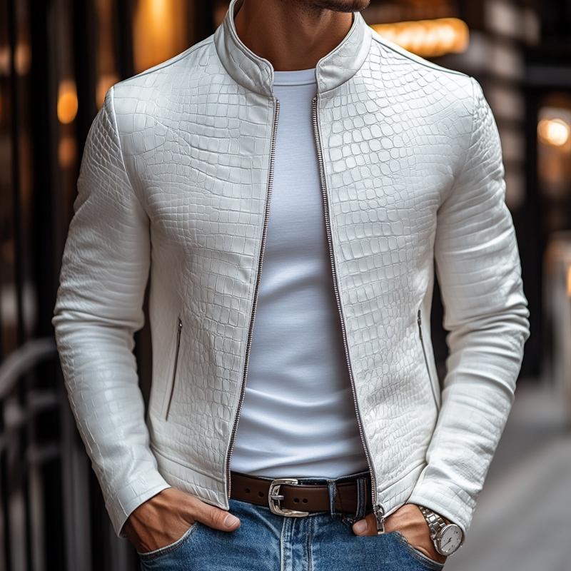 Ethan™ - Stylish Stone Pattern Stand Collar Zipper Jacket