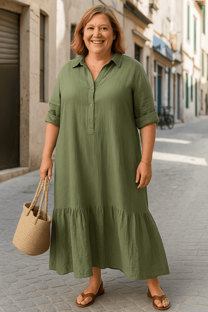 Maeve | Relaxed Half-Button Tummy Covering Dress