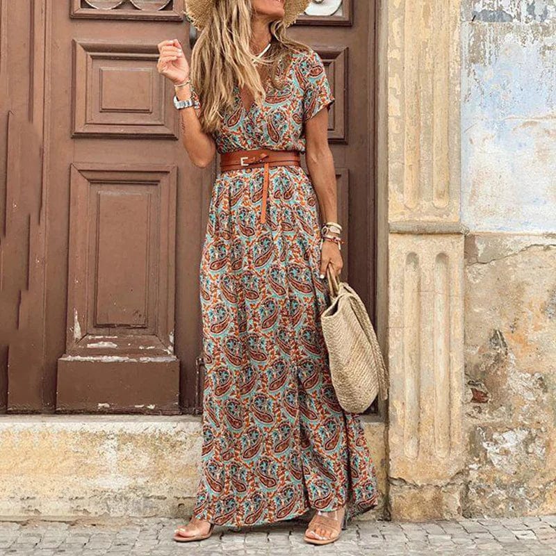Liora | Maxi Ibiza Dress in Hippie Style + FREE Belt