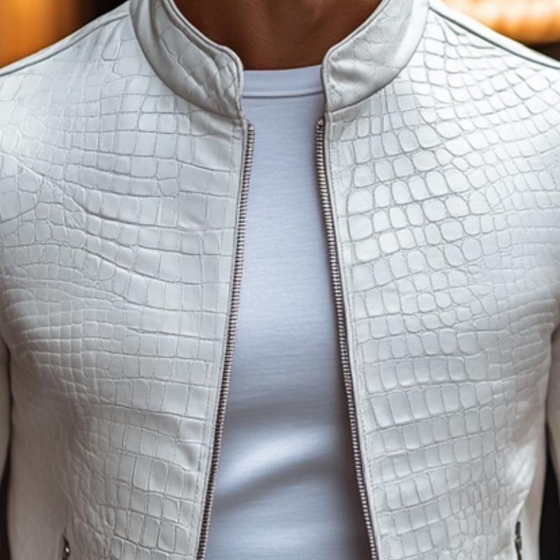 Ethan™ - Stylish Stone Pattern Stand Collar Zipper Jacket