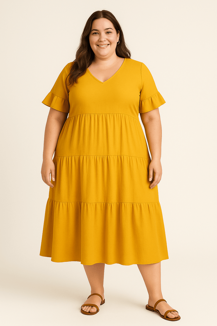 Sadie | Elegant V-Neck Tummy Covering Dress