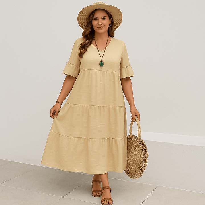 Sadie | Elegant V-Neck Tummy Covering Dress
