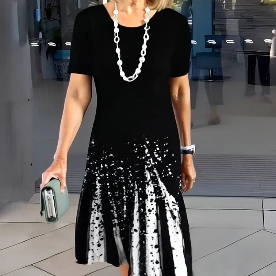 Dalia™ - Women's Pleated Dress with Color Blocks
